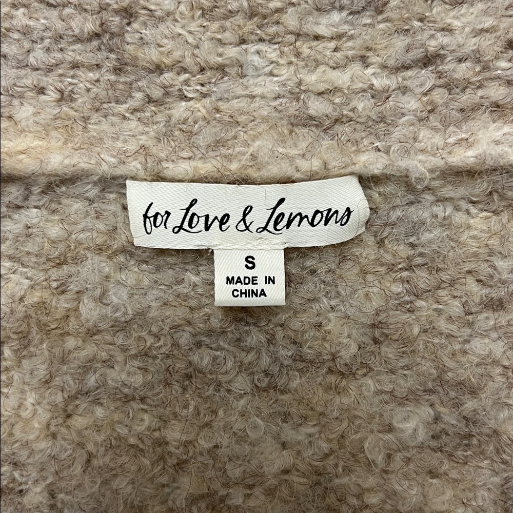For Love and Lemons Song Duster Cardigan Fuzzy Fluffy Chunky Neutral Tan Taupe S - Picture 6 of 13
